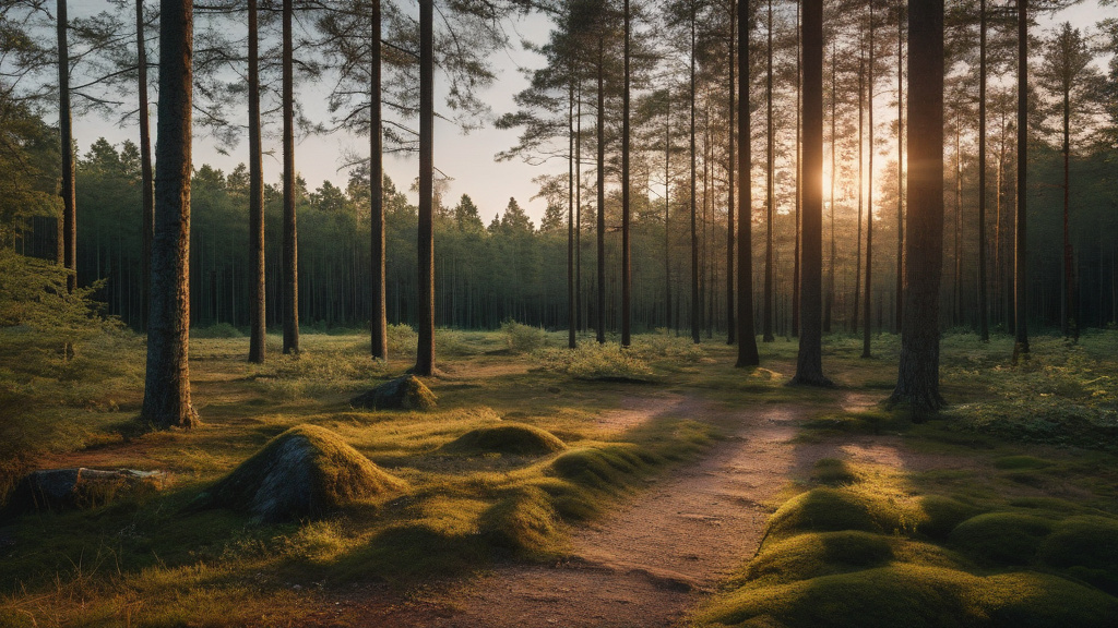 En stilla skogsstig i gryning — bilden representerar balans, eftertanke och vikten av ansvarsfullt spel.